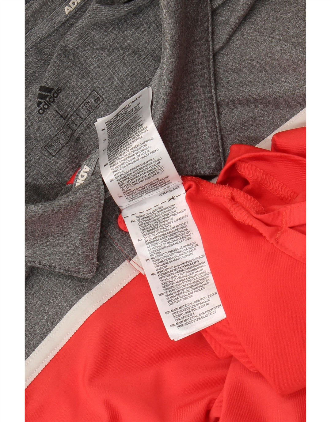 Polo Adidas da uomo grande in poliestere color block rosso