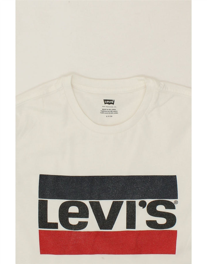 LEVI'S Mens Graphic T-Shirt Top Small White Vintage Levi's and Second-Hand Levi's from Messina Hembry 