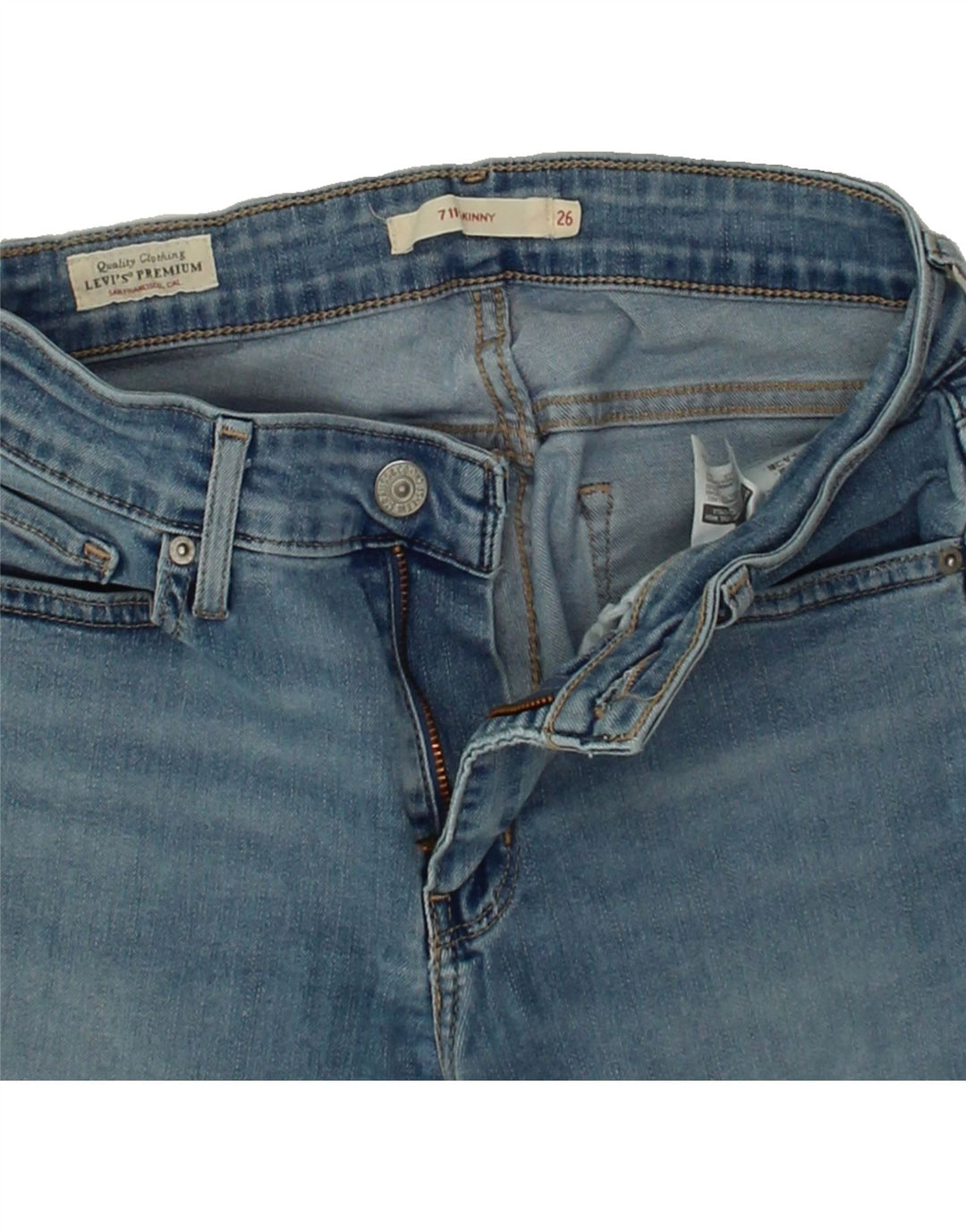 LEVI'S Womens 711 Skinny Jeans W26 L32 Blue Cotton Vintage Levi's and Second-Hand Levi's from Messina Hembry 