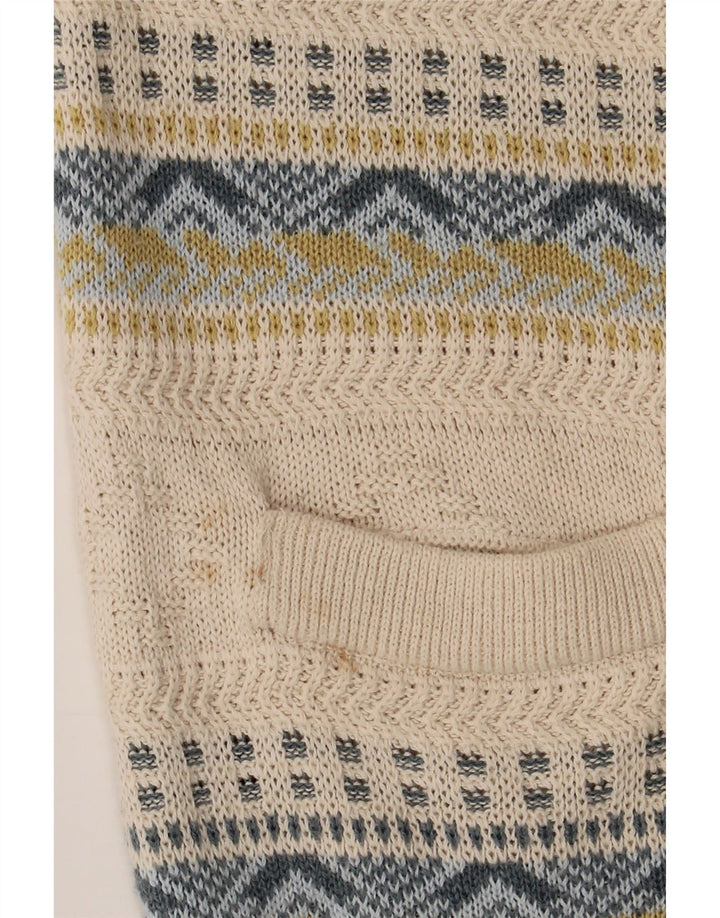 Maglione cardigan da uomo Settebello grande cotone Fair Isle beige