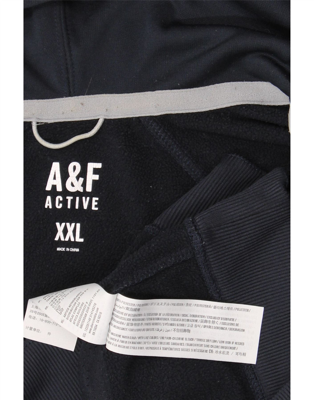 ABERCROMBIE & FITCH Maglione con cappuccio e zip da uomo 2XL poliestere blu navy