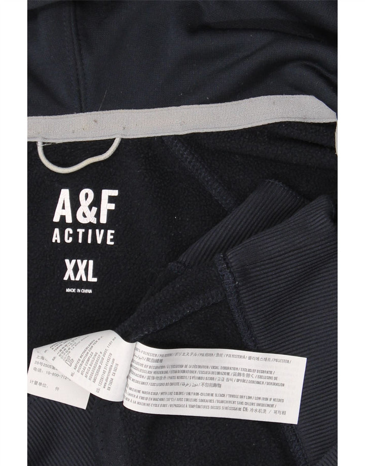 ABERCROMBIE & FITCH Maglione con cappuccio e zip da uomo 2XL poliestere blu navy