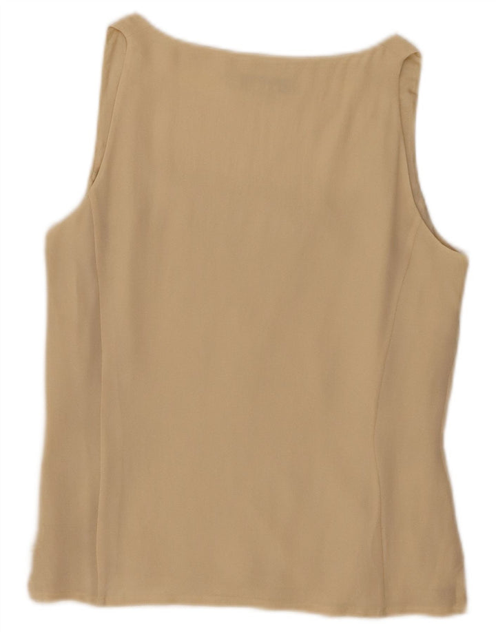 Blunauta Blusa Donna Senza Maniche Top IT 42 Beige Medio Seta