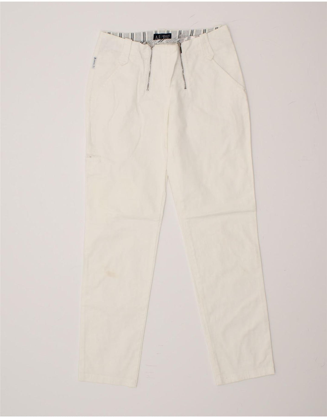 ARMANI Womens Slim Casual Trousers W28 L29 White Vintage Armani and Second-Hand Armani from Messina Hembry 