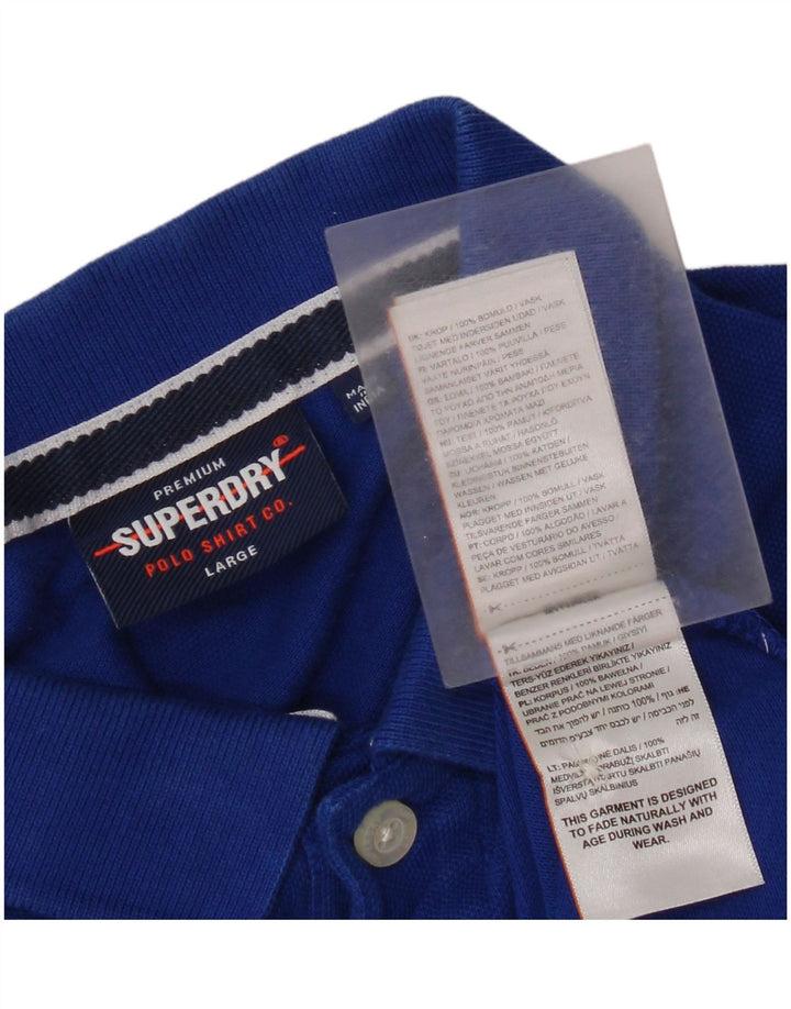 Polo da uomo Superdry Large in cotone blu