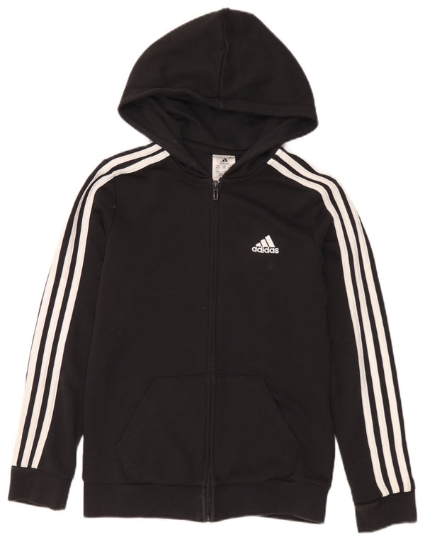 Felpa con cappuccio e zip da donna Adidas UK 4/6 XS cotone nero