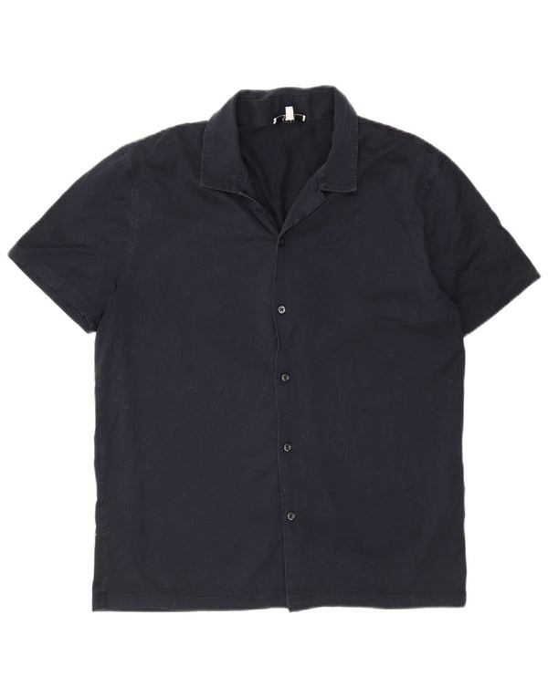 Camicia a maniche corte da uomo Reiss XL in cotone blu navy