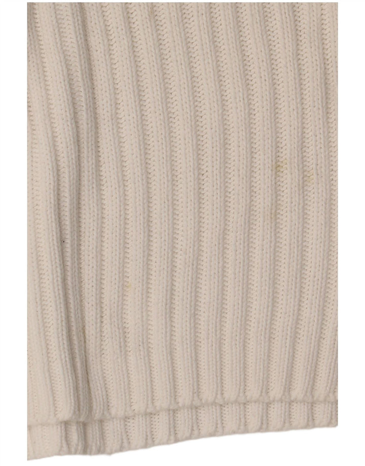 Maglione da donna con scollo a V Benetton UK 10 piccolo cotone bianco