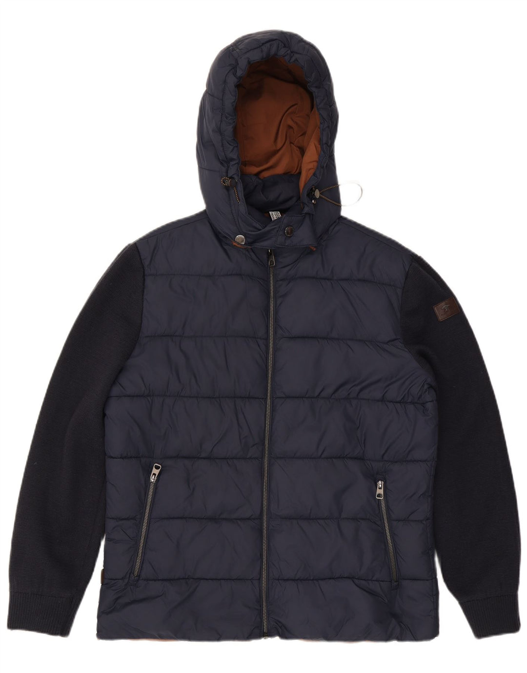 Giacca imbottita con cappuccio da uomo Fynch Hatton UK 38 Medium Navy Blue Colourblock