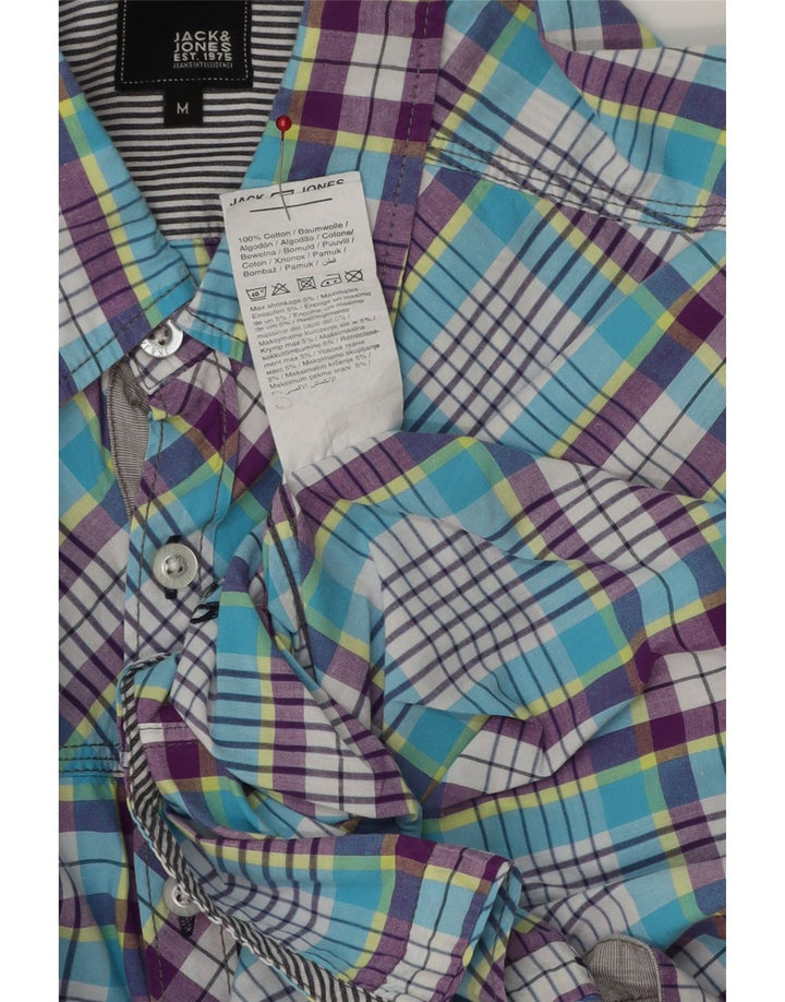 JACK & JONES Camicia a maniche corte da uomo in cotone a quadri blu medio