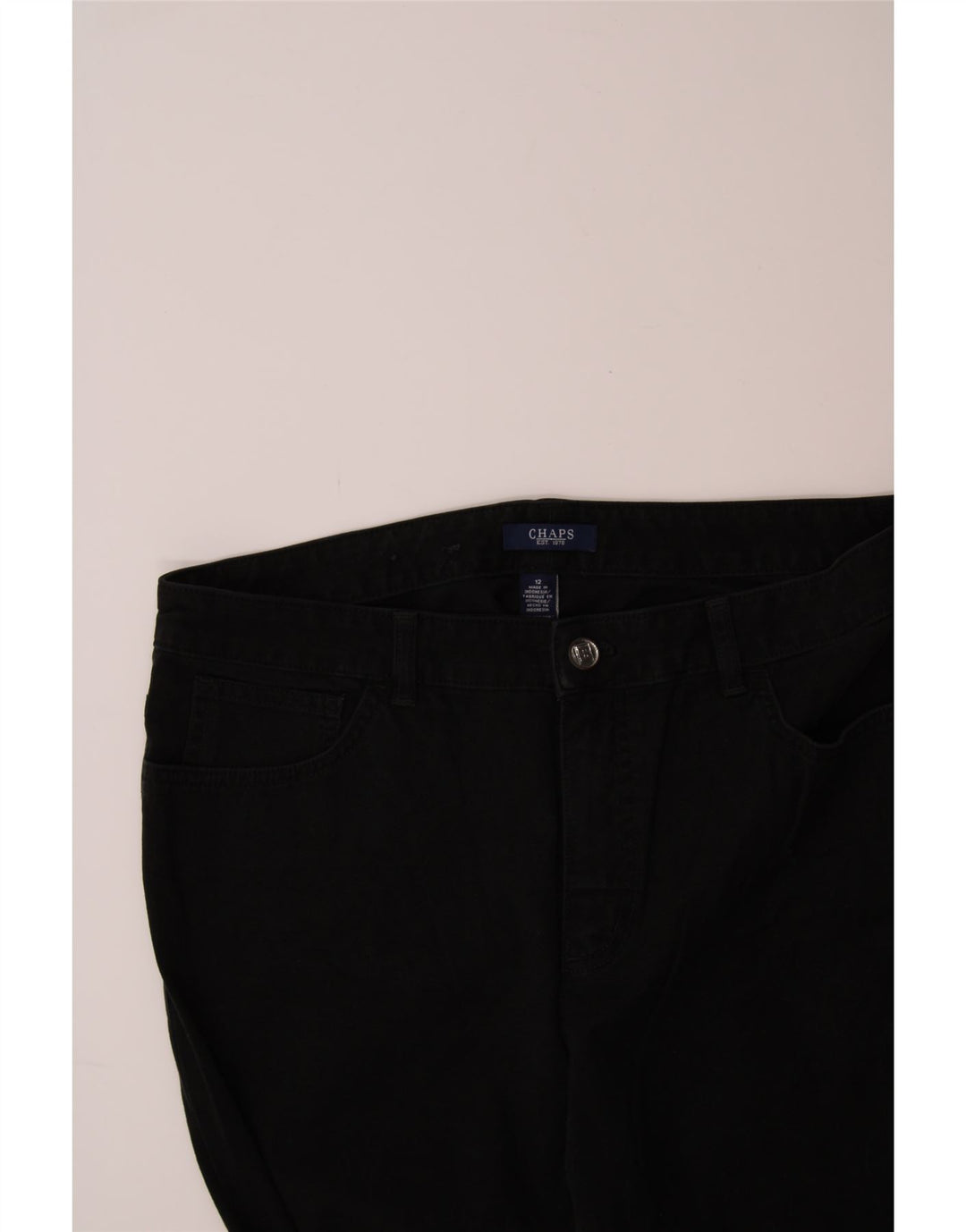 CHAPS Womens Straight Jeans US 12 Large W34 L28 Black Cotton Vintage Chaps and Second-Hand Chaps from Messina Hembry 