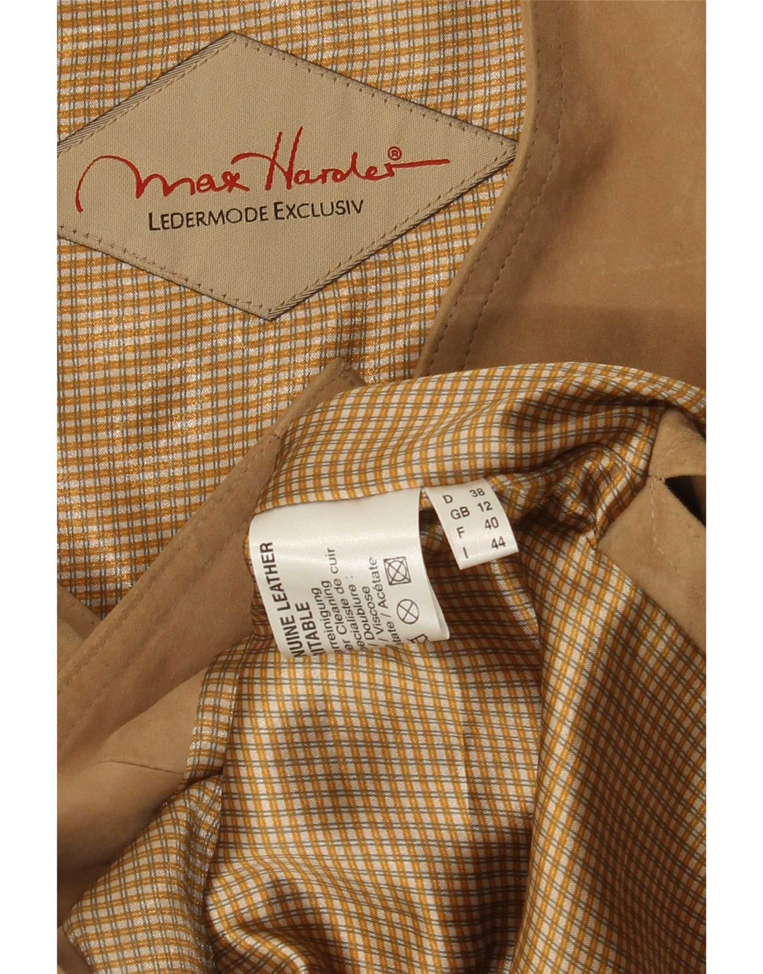 Gilet in pelle scamosciata da donna Max Harder UK 12 in pelle beige medio