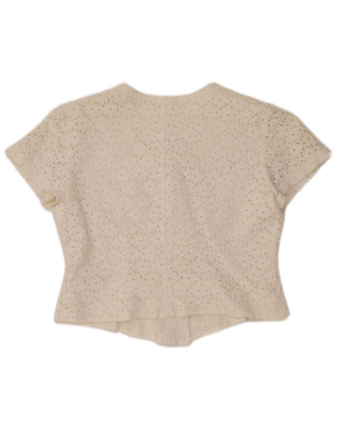 Camicetta da donna a maniche corte corta VINTAGE IT 46 Grande motivo floreale bianco sporco