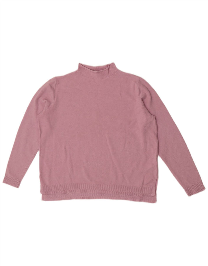 Maglione maglione a collo alto da donna Marks & Spencer UK 14 grande viscosa rosa