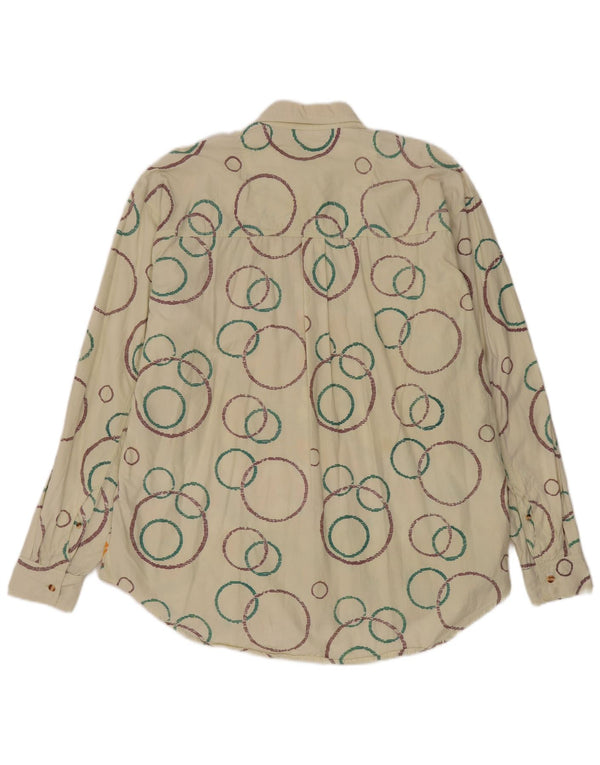 Camicia da uomo vintage 2XL in cotone geometrico bianco sporco