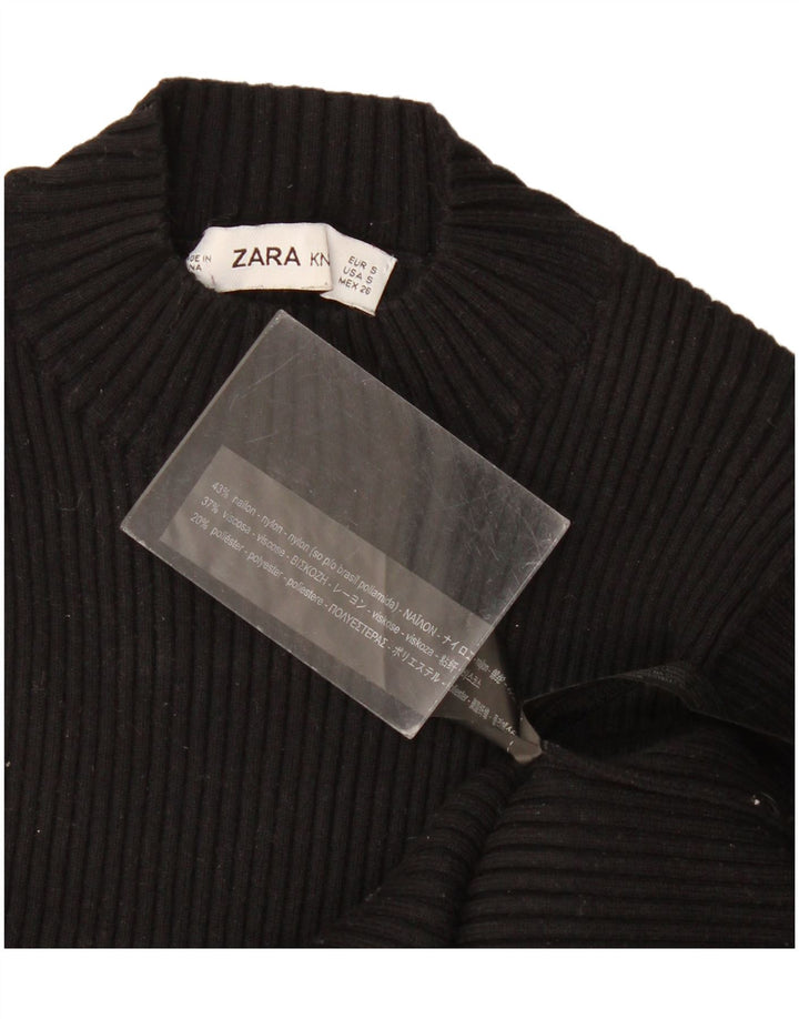 Top in camicetta lavorata a maglia da donna Zara UK 8 piccolo in nylon nero