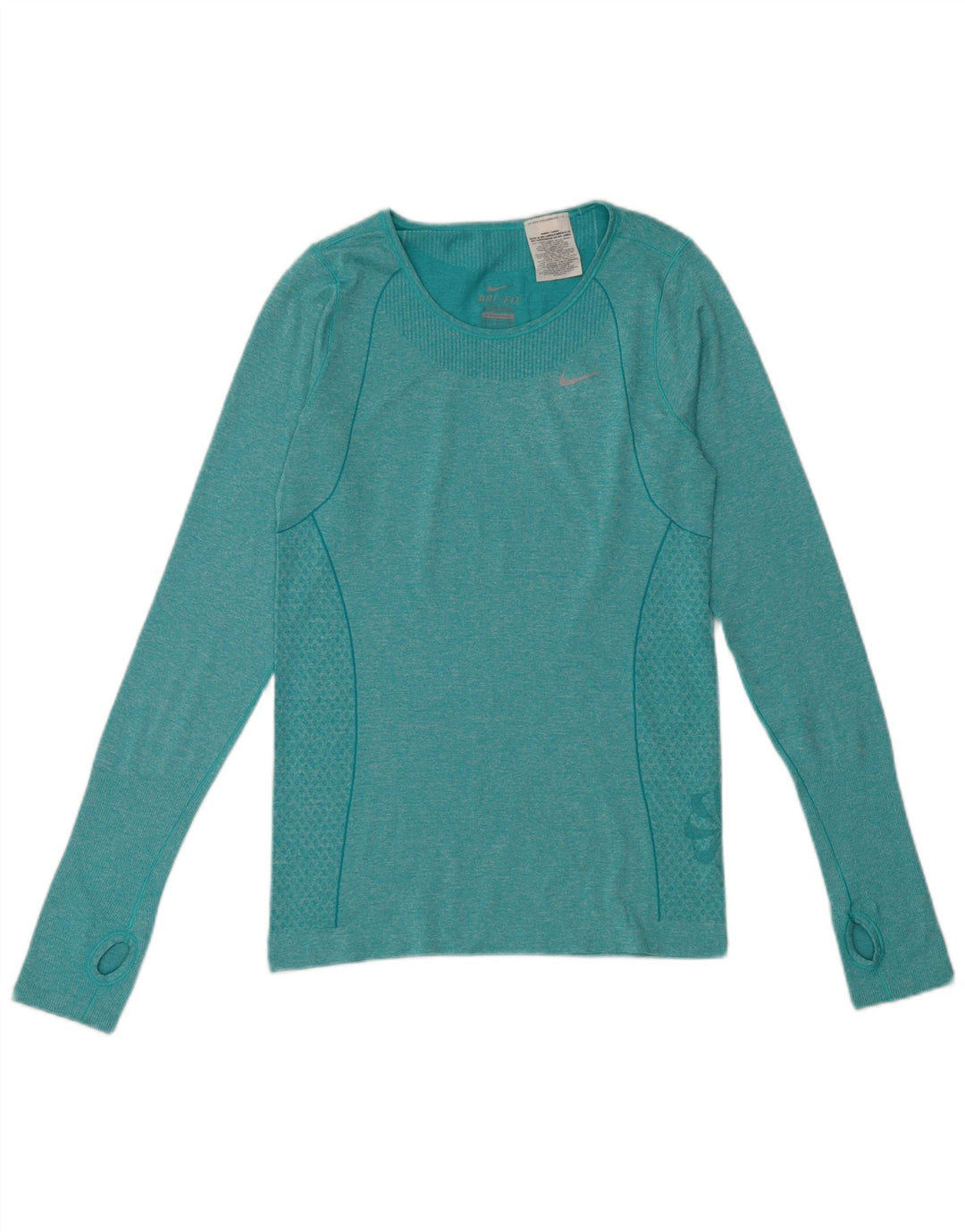 Top Nike Dri Fit da donna a manica lunga UK 10 Small Poliestere chiazzato verde