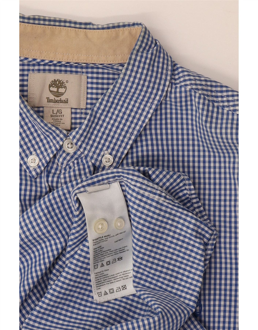 Camicia Timberland da uomo slim fit grande in cotone a quadretti blu