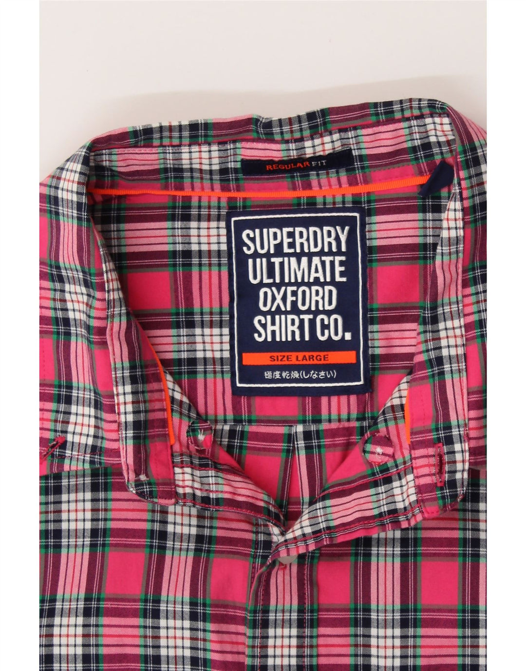 Camicia da uomo in flanella dalla vestibilità regolare SUPERDRY, cotone a quadri rosa grande