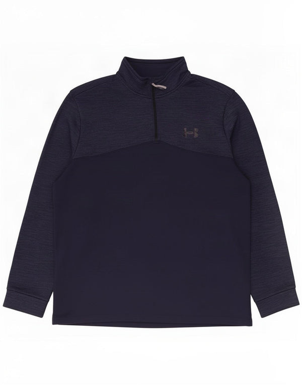 Top della tuta da ginnastica da uomo con zip e collo Under Armour XL Blu navy screziato