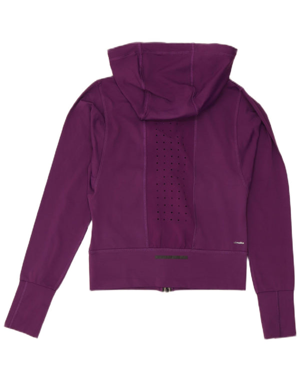 Adidas Womens Climalite Crop Oversized Zip Hoodie Sweater UK 4/6 XS Purple