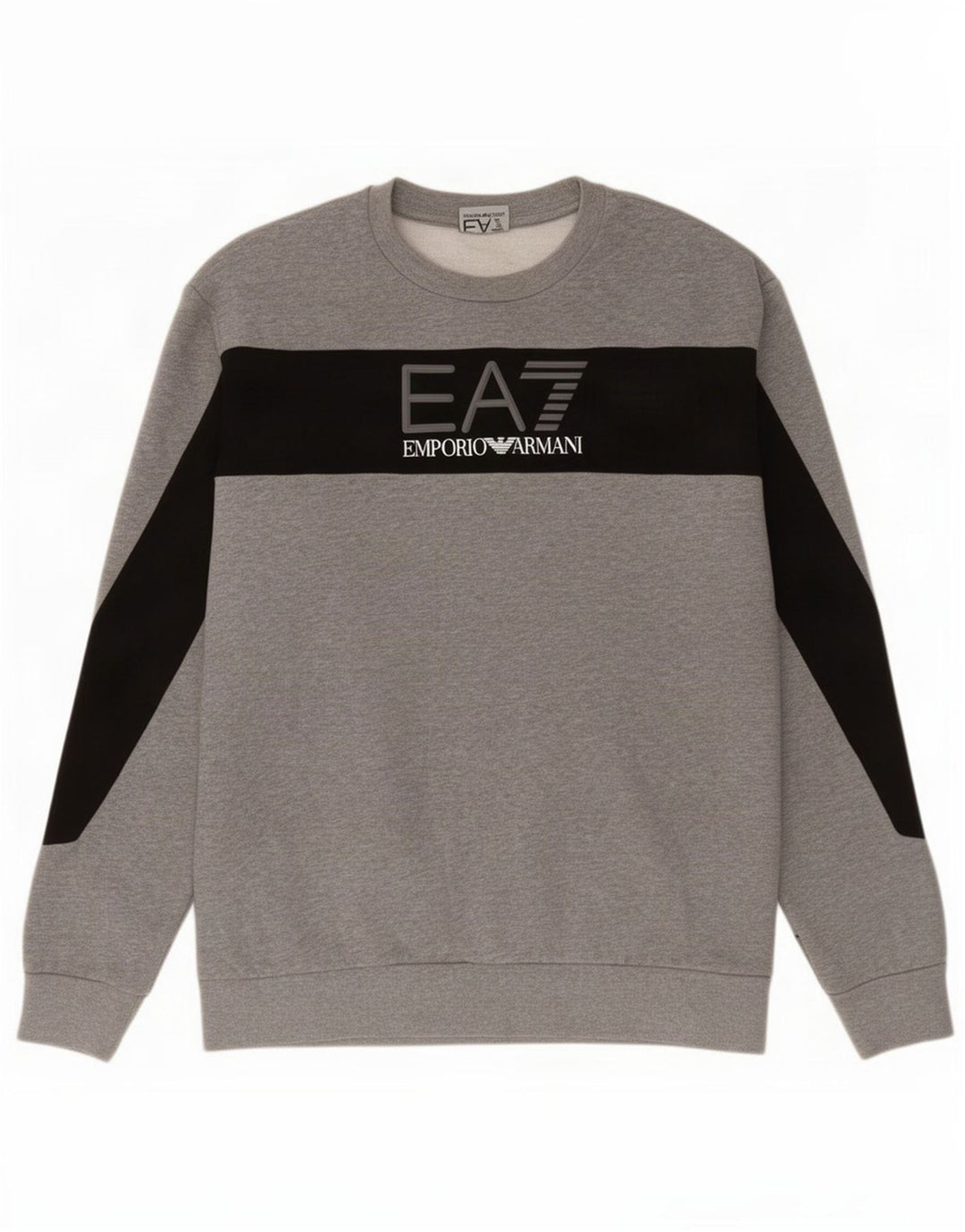 Felpa grafica da uomo Emporio Armani, color block grigio medio