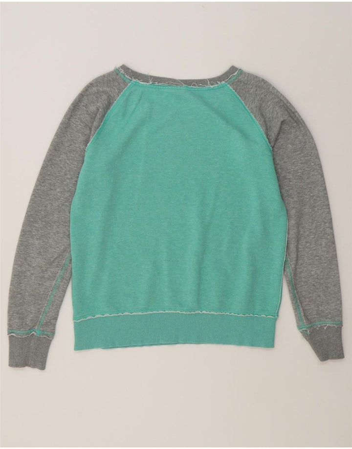 PUMA Womens Graphic Sweatshirt Jumper UK 12 Medium  Green Colourblock Vintage Puma and Second-Hand Puma from Messina Hembry 