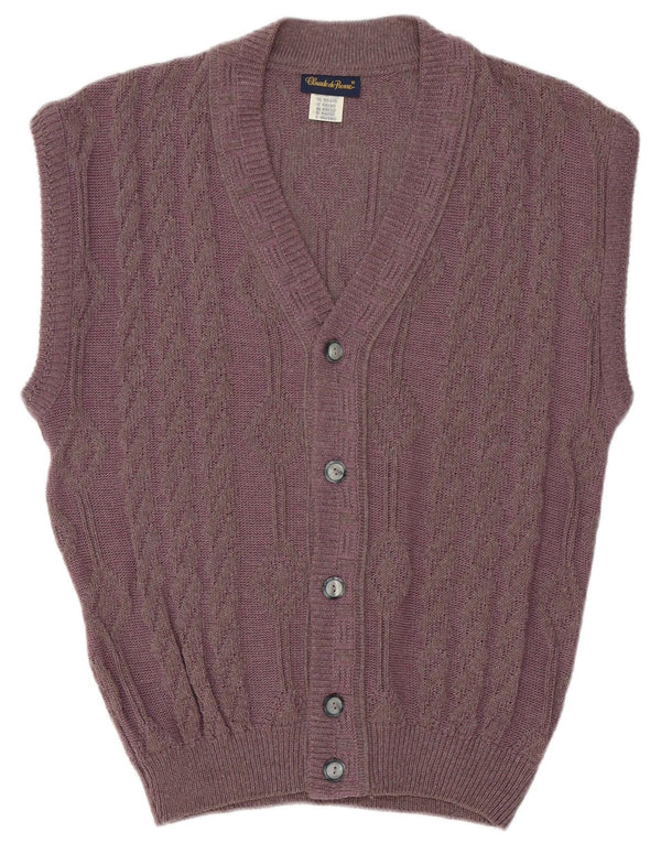 Maglione cardigan senza maniche vintage da uomo IT 48/50 Poliacrilico viola medio