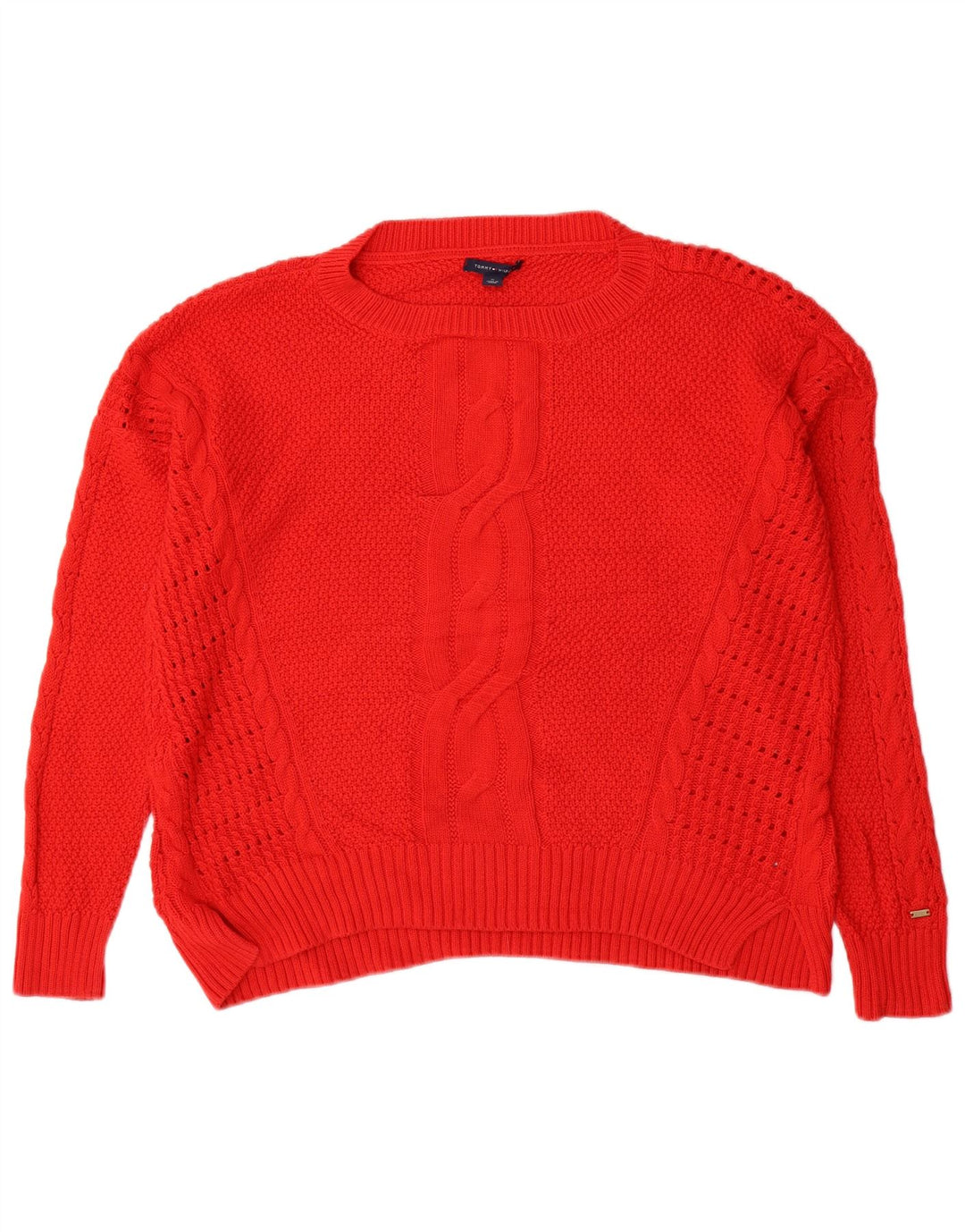 Maglione maglione con scollo a barca da donna Tommy Hilfiger UK 14 cotone rosso medio