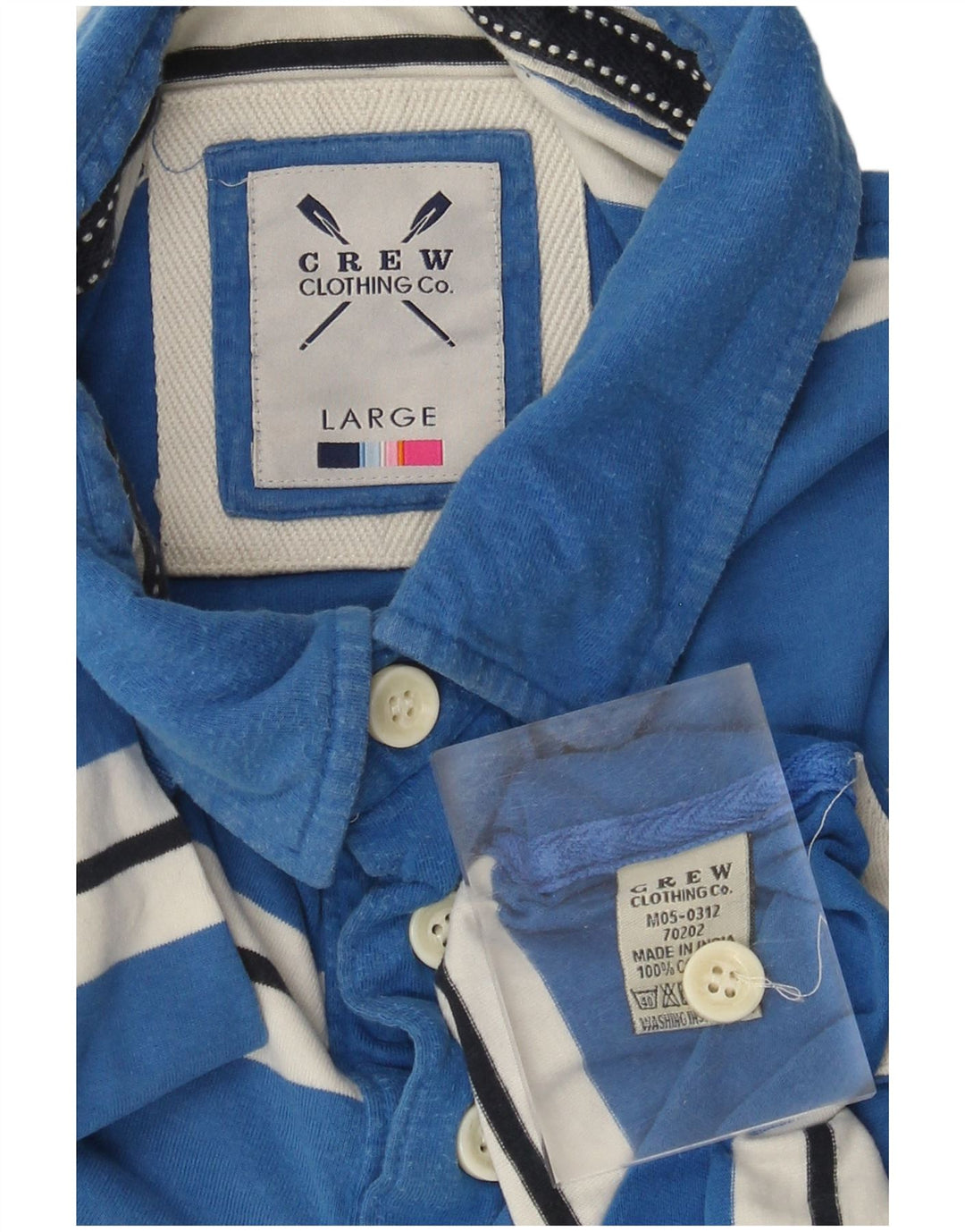 Crew Clothing Polo da uomo in cotone a righe grandi blu