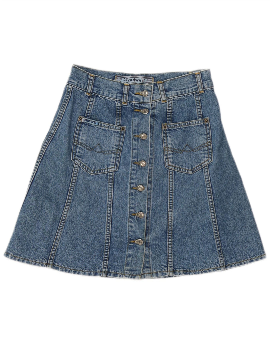 Gonna in denim da donna Crown W27 piccola in cotone blu
