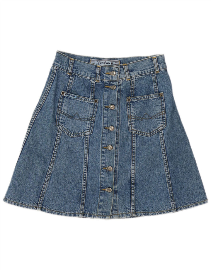 Gonna in denim da donna Crown W27 piccola in cotone blu