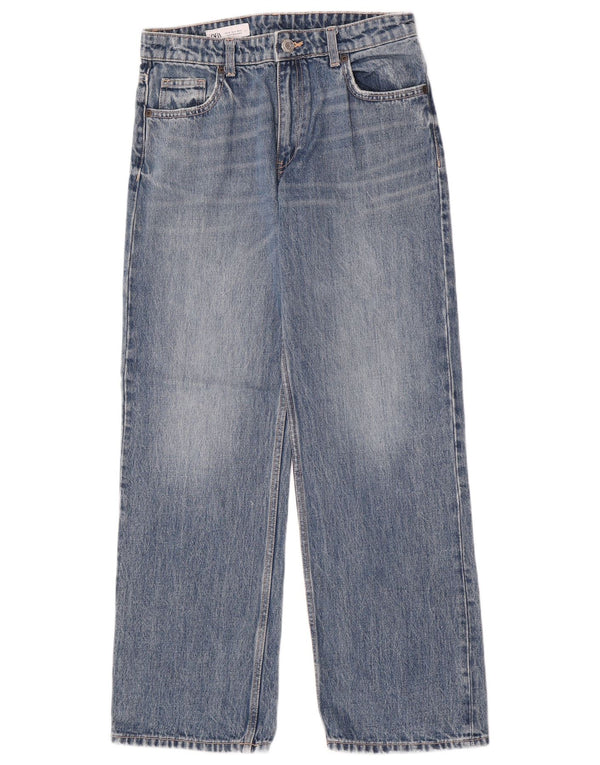 Jeans Zara da donna a vita alta a gamba larga EU 36 XS W26 L30 cotone blu