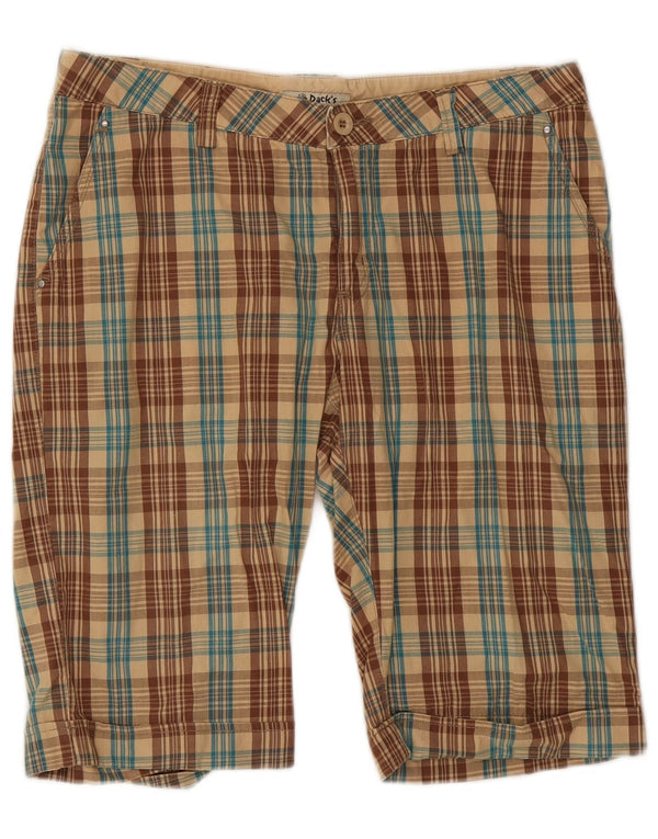 Dack's Womens Chino Shorts IT 46 Large W32  Brown Check Cotton