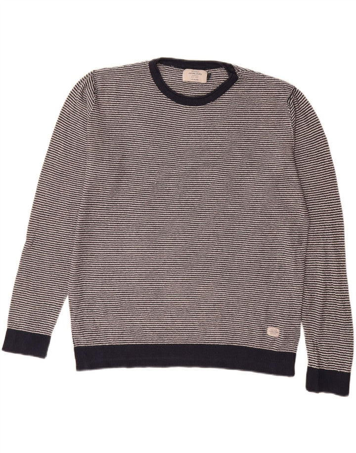 Jack & Jones Maglione girocollo da uomo a righe grandi blu navy