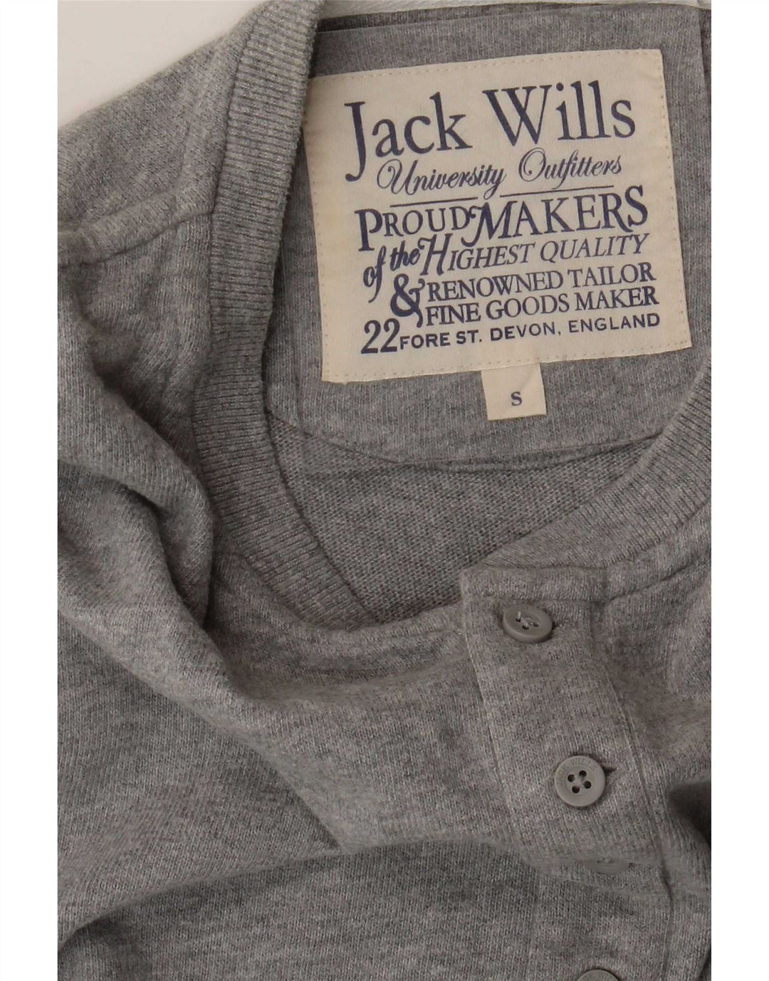 Jack Wills Top da uomo a maniche lunghe piccolo in cotone grigio screziato