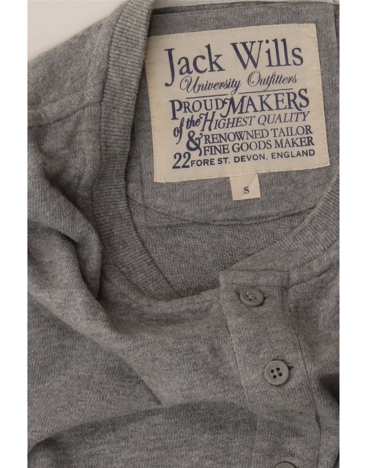 Jack Wills Top da uomo a maniche lunghe piccolo in cotone grigio screziato