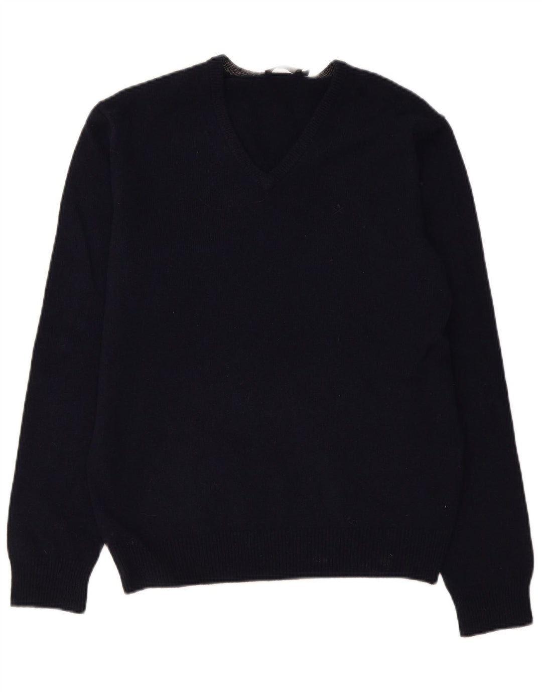 Maglione da uomo con scollo a V Hackett in lana d'agnello medio blu navy