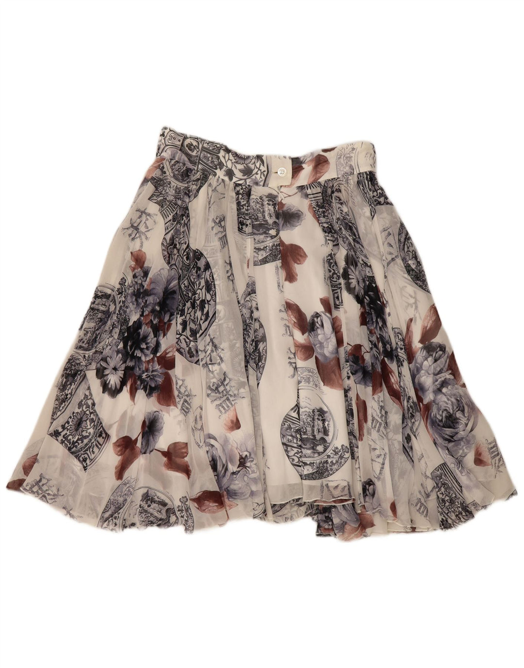 Mini gonna svasata da donna con motivo astratto Sportmax UK 14 media W28 bianca