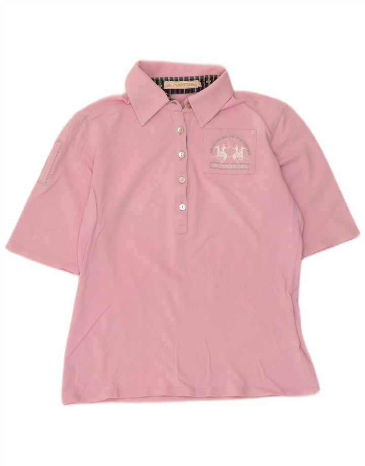 Polo grafica da donna La Martina IT 44 cotone rosa medio