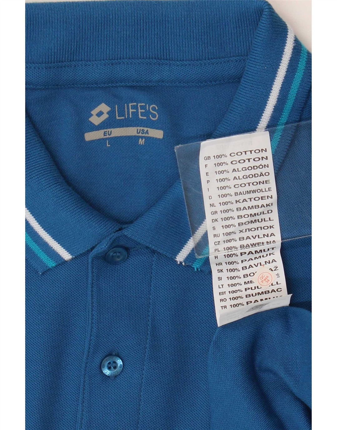 Polo da uomo Lotto Life in cotone a righe blu medio