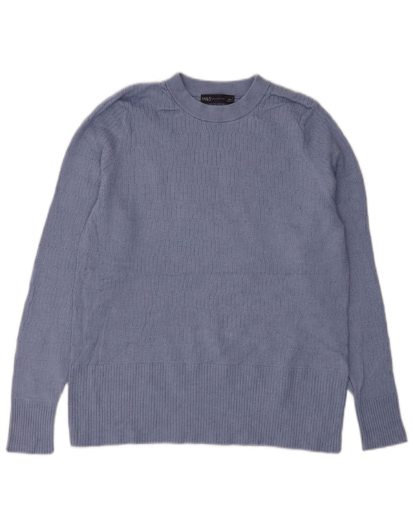 Maglione maglione girocollo da donna Marks & Spencer UK 18 XL viscosa blu