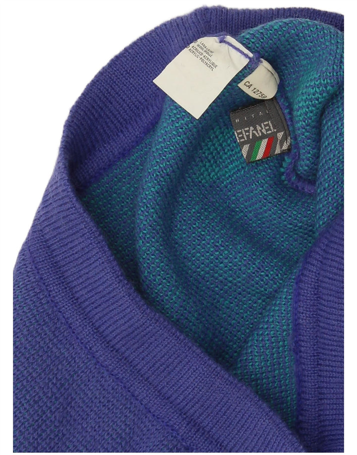 Gonna tubino lavorata a maglia da donna Stefanel W28 in lana geometrica blu medio