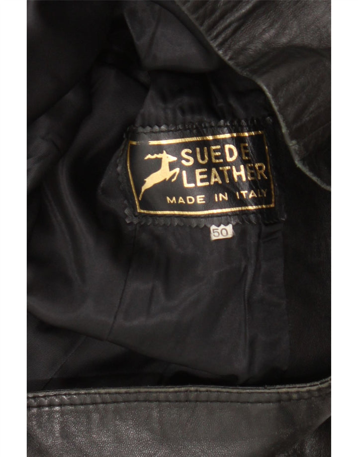 Giacca in pelle vintage da donna IT 50 XL in pelle nera