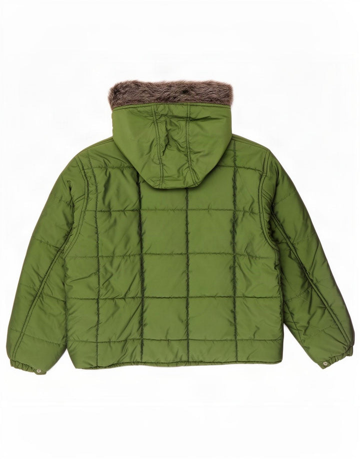 Giacca imbottita oversize con cappuccio da donna Vagabond UK 10 piccola in nylon verde