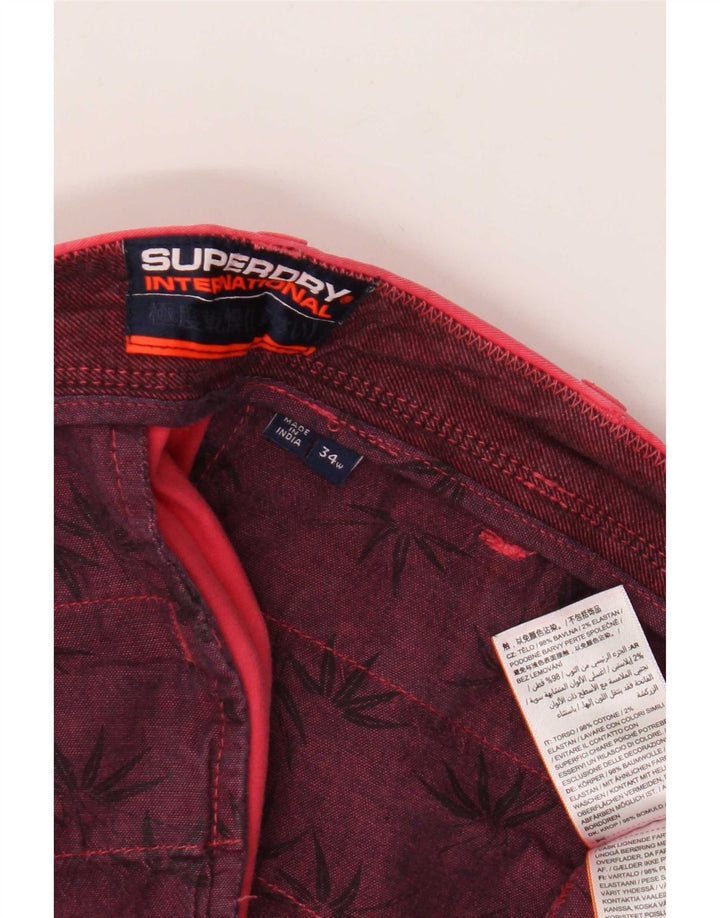 Pantaloncini chino da uomo Superdry W34 Large in cotone rosa