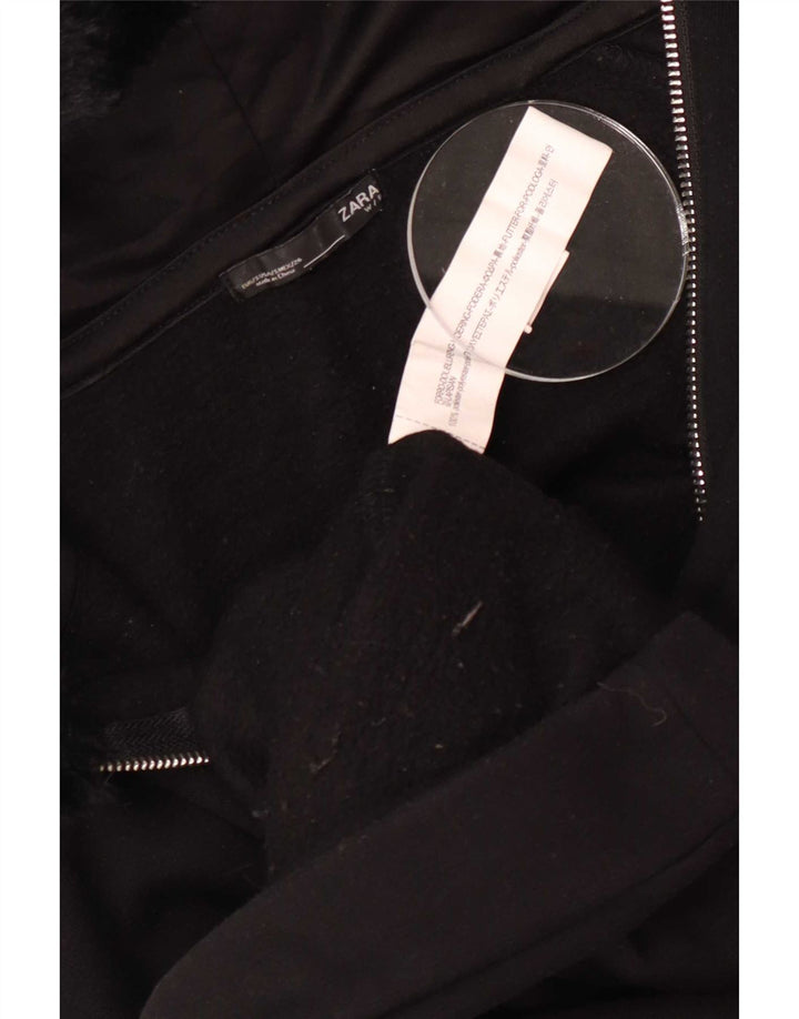 Maglione con cappuccio oversize con zip e collo da donna Zara UK 10 piccolo poliestere nero