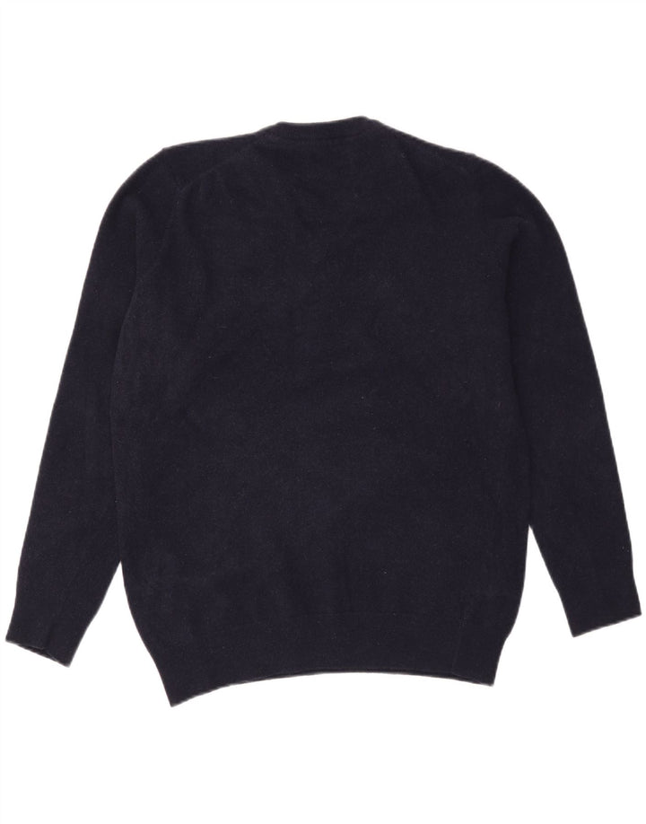 Barbour Maglione con scollo a V da uomo, grande, in lana blu navy