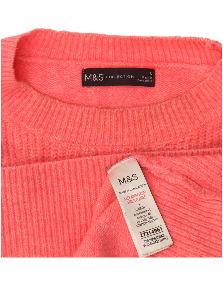 Maglione maglione girocollo oversize da donna Marks & Spencer UK 16 grande rosa