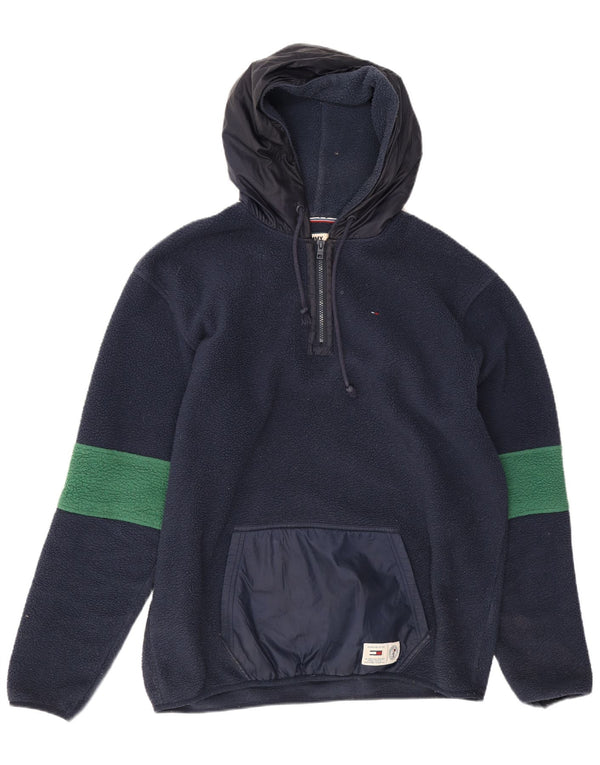 Maglione in pile con cappuccio da uomo Tommy Hilfiger grande color block blu navy